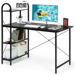 Kadyn - 48-Inch Reversible Computer Desk with Storage Shelf- Home Office Desks, Gaming Computer Desks for Study,Working - Black