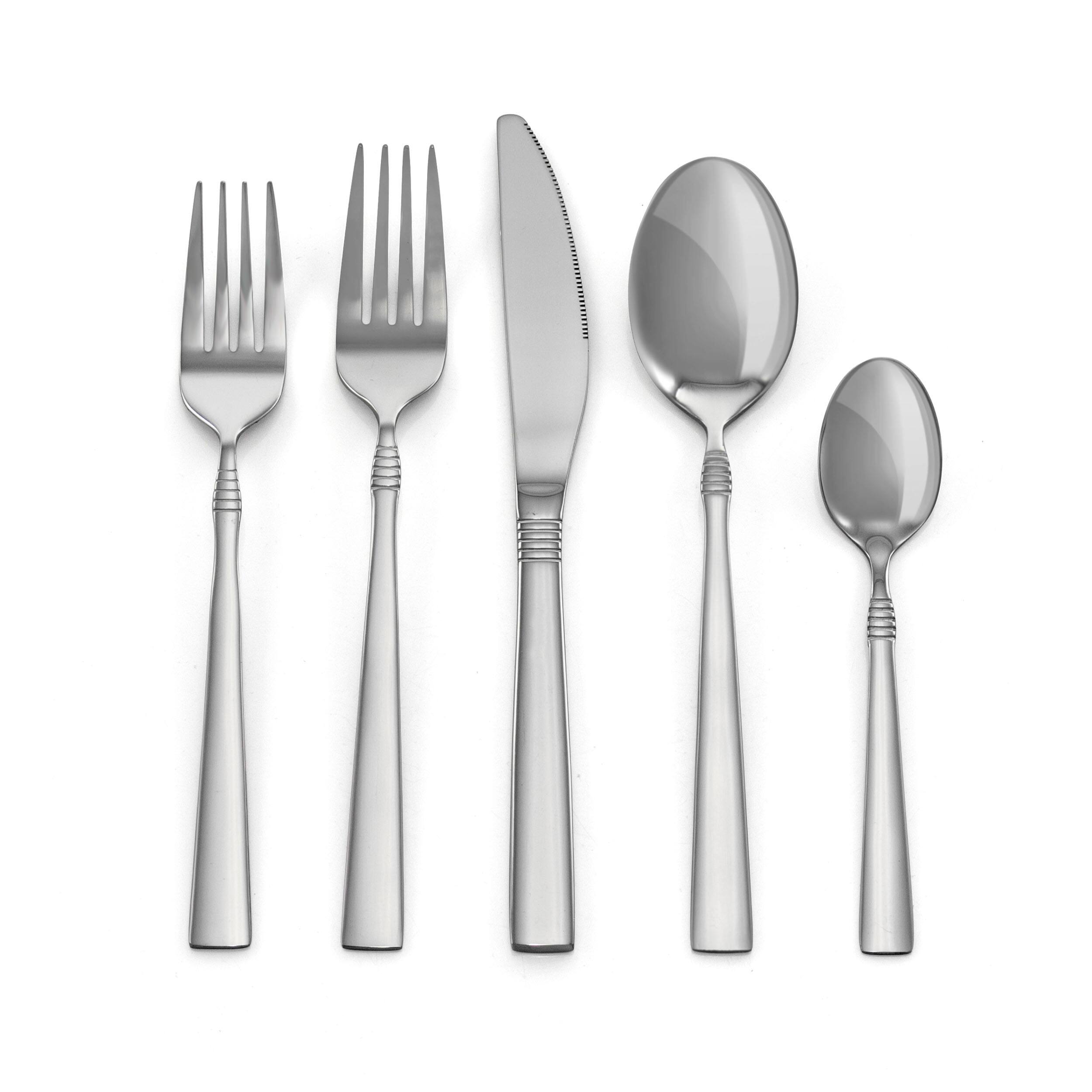 Alt View 3. MegaChef - MegaChef Cravat 20 Piece Flatware Utensil Set, Stainless Steel Silverware Metal Service for 4 in Silver - Silver.