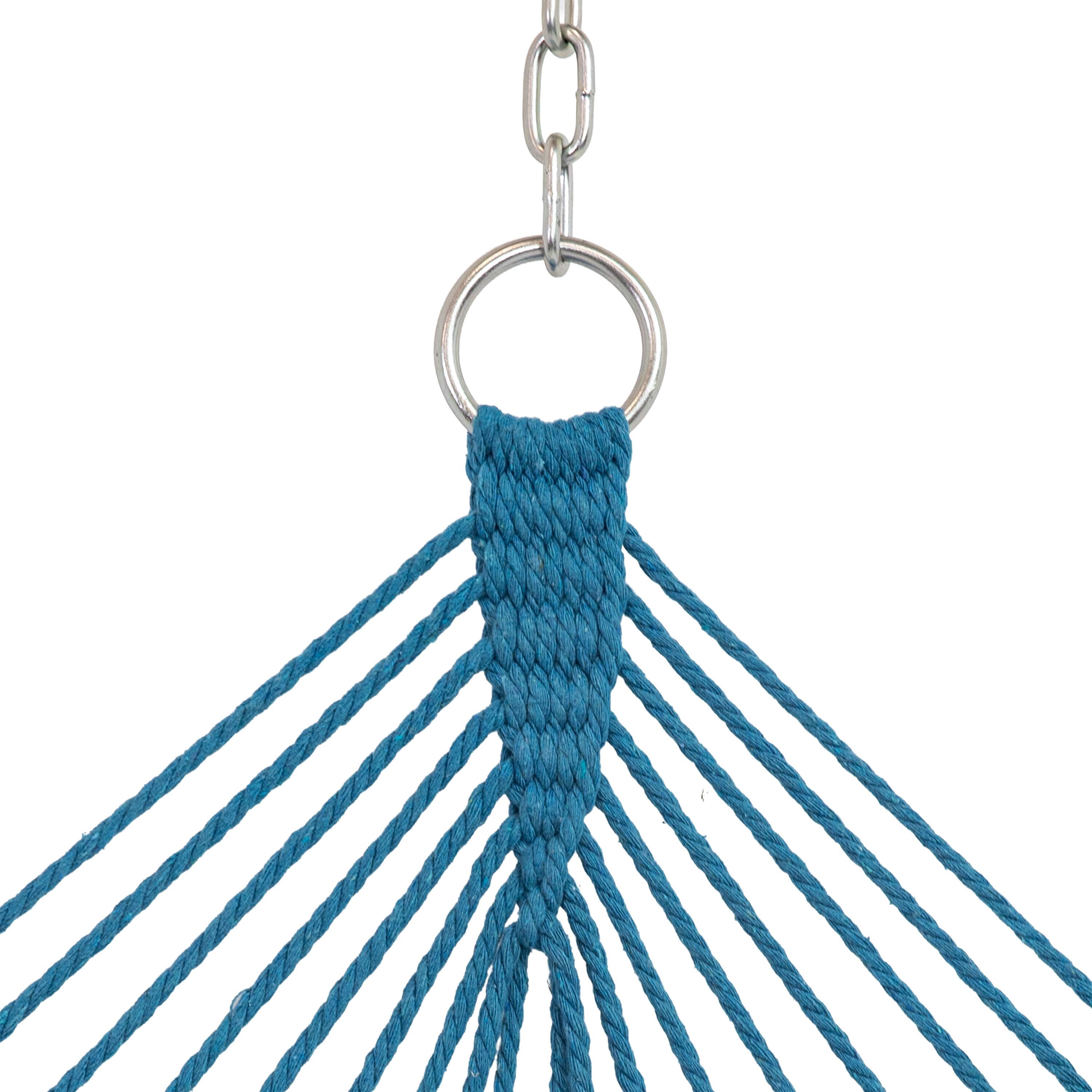 Alt View 10. Sunnydaze - 2-Person Cotton Rope Hammock with Spreader Bars - Blue.