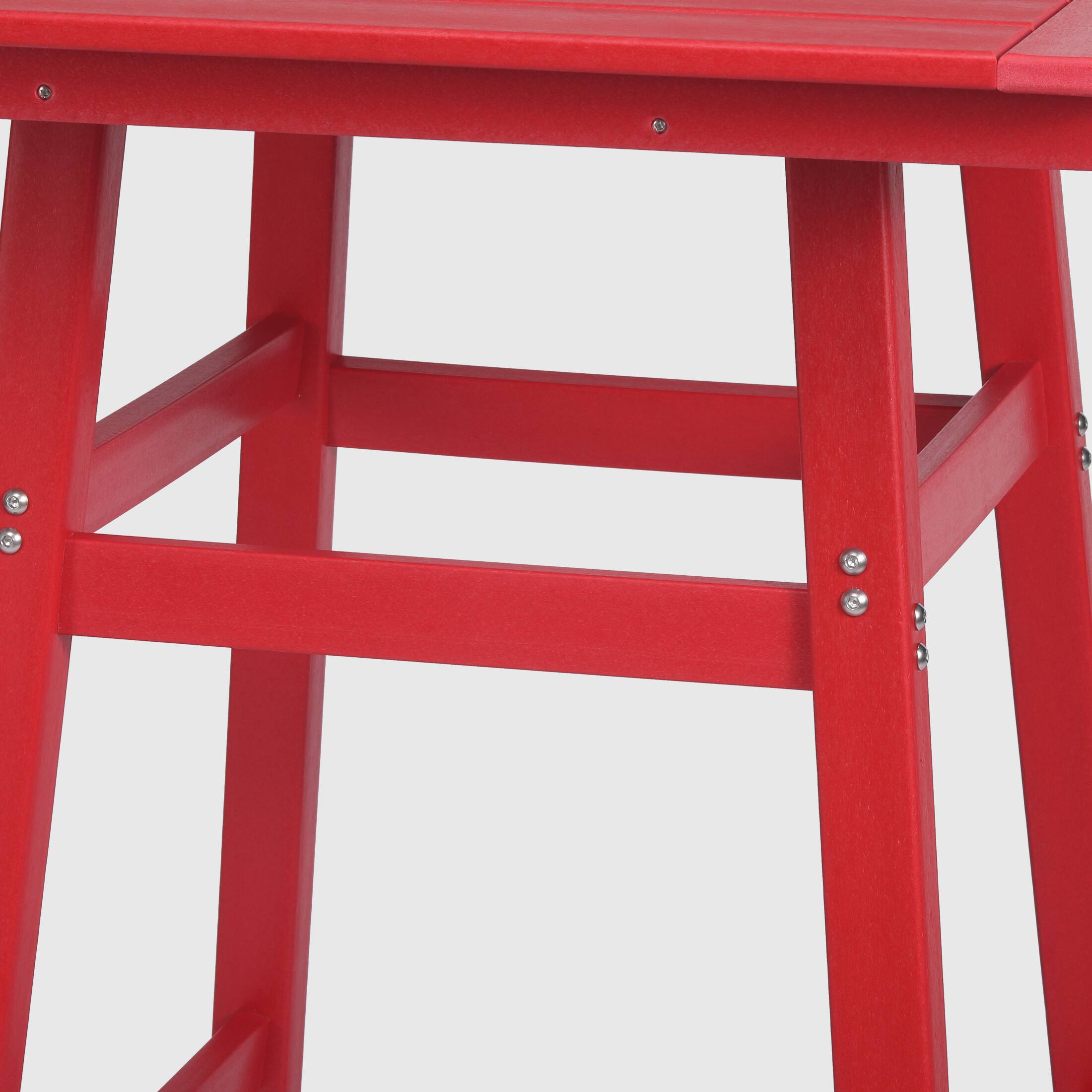 Alt View 2. WestinTrends - WestinTrends Malibu 30" Square Outdoor Patio Bistro Bar Table With Umbrella Hole - Red.