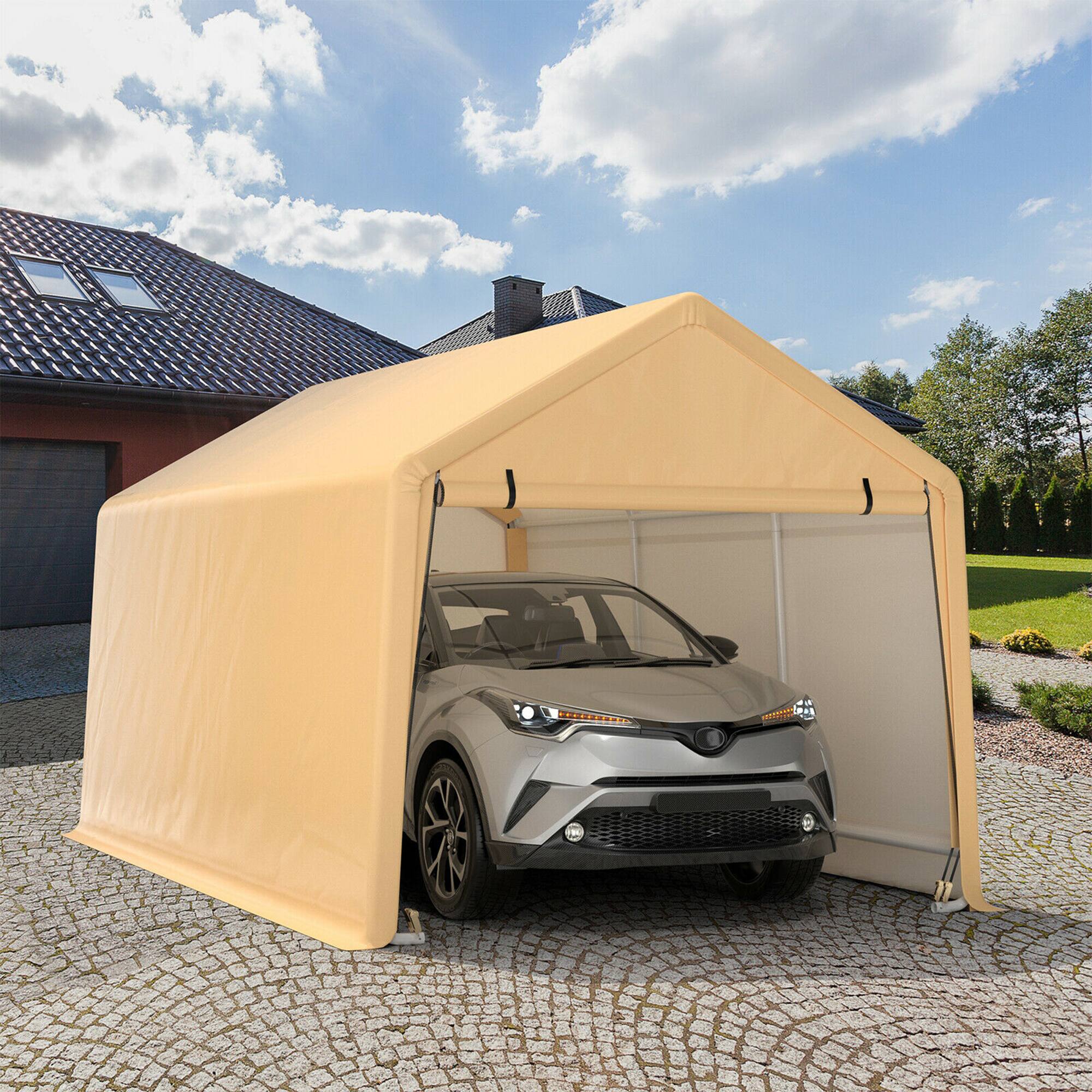 Alt View 1. Costway - Costway 9x17 ft Heavy Duty Carport Canopy PE Car Tent Steel Outdoor Garage Shelter - Yellow.