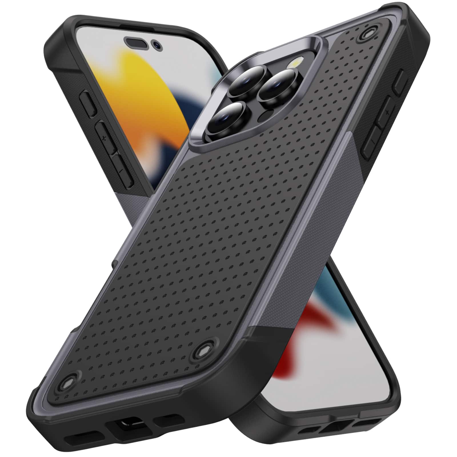 Dteck - For Apple iPhone 16 Pro Max Case Shockproof Drop Protective Rugged Heavy Duty Heat Dissipation Hybrid Phone Cover - Gray price history on PriceWatchPro