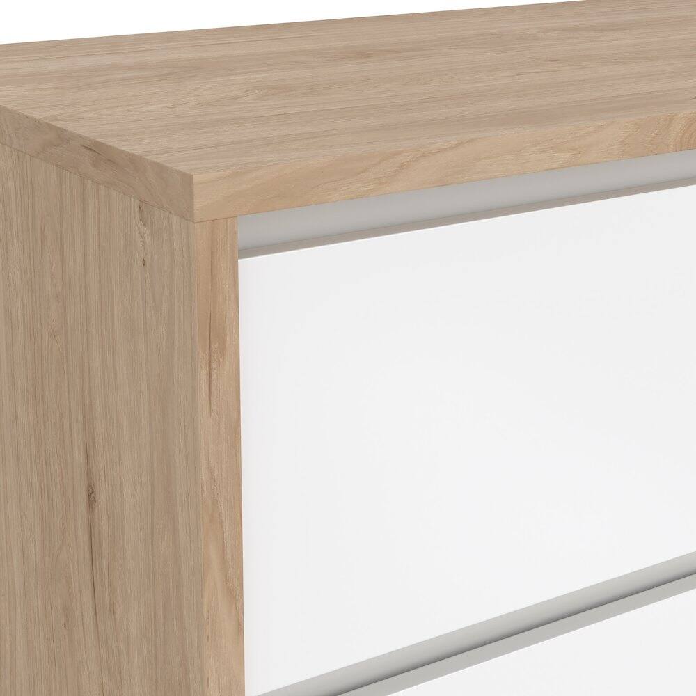 Alt View 4. Tvilum - Next 6 Drawer Double Dresser, Jackson Hickory/White High Gloss - Brown.
