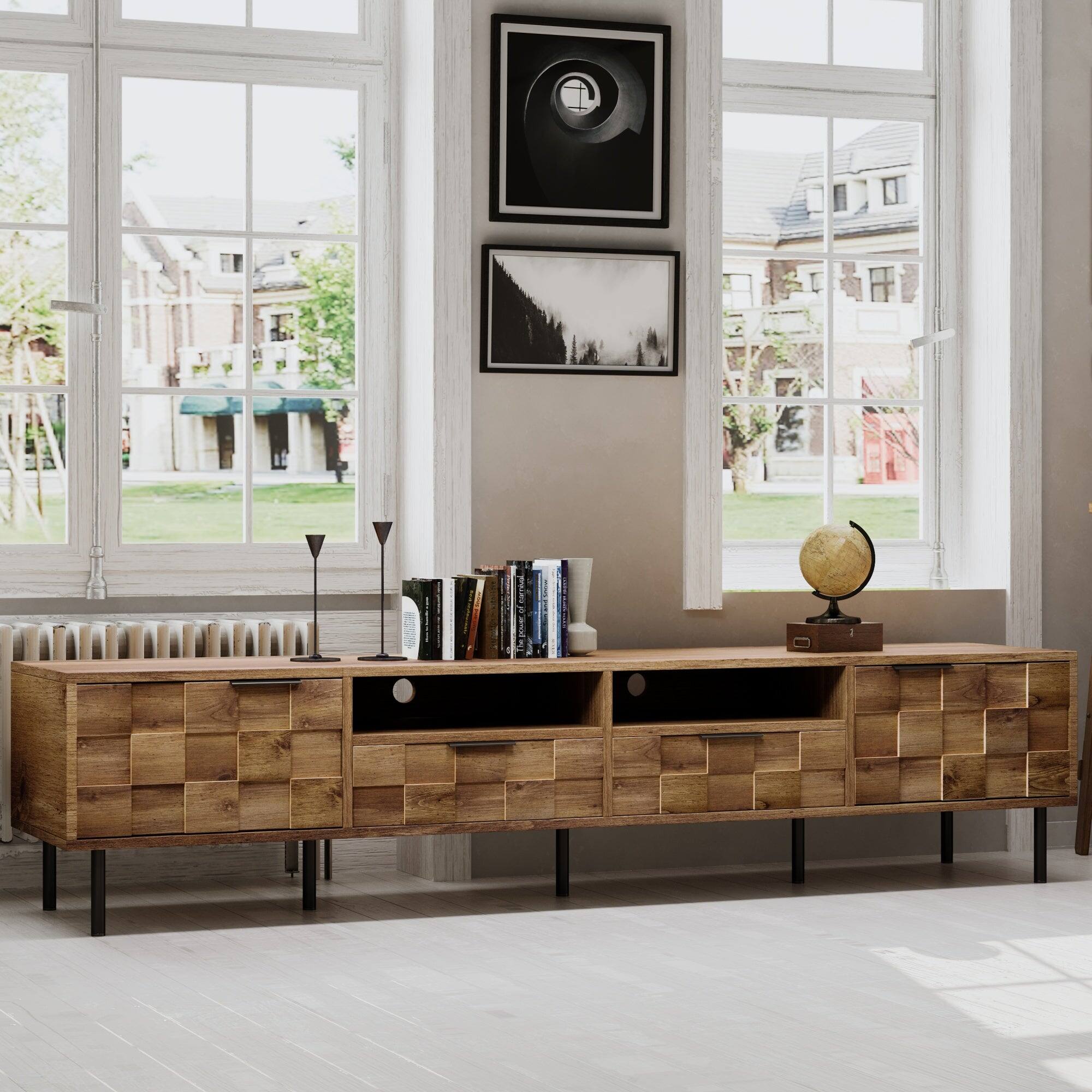 Alt View 2. Boyel Living - Mid Century TV Stand Natural For TVs Up To 85 Inch Media Console With Storage - Natural.