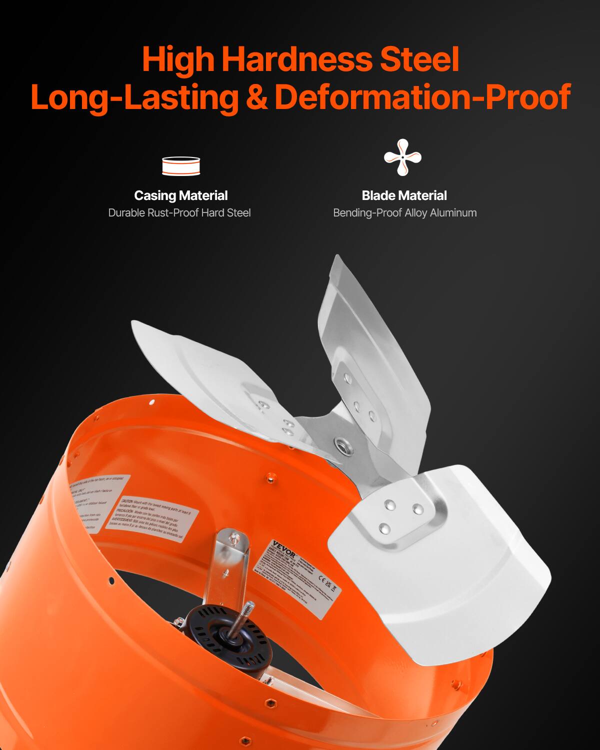 High Hardness Steel  
Long-Lasting & Deformation-Proof  

Casing Material  
Durable Rust-Proof Hard Steel  

Blade Material  
Bending-Proof Alloy Aluminum