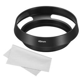 Unique Bargains - 49mm Standard Vented Matte Anti-reflective Lens Hood with Cloth for Nikon/Fuji/Pentax/Leica - Black