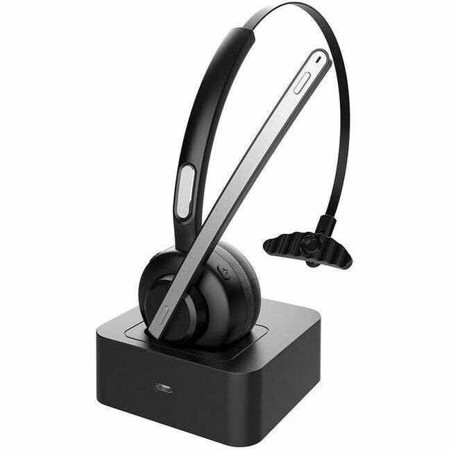 Front. 4XEM Corporation - 4XEM Bluetooth Wireless Office Headset with Charging Base - Mono - Wireless - Bluetooth - 32.8 ft - 20 Hz to 20 kHz - Black.