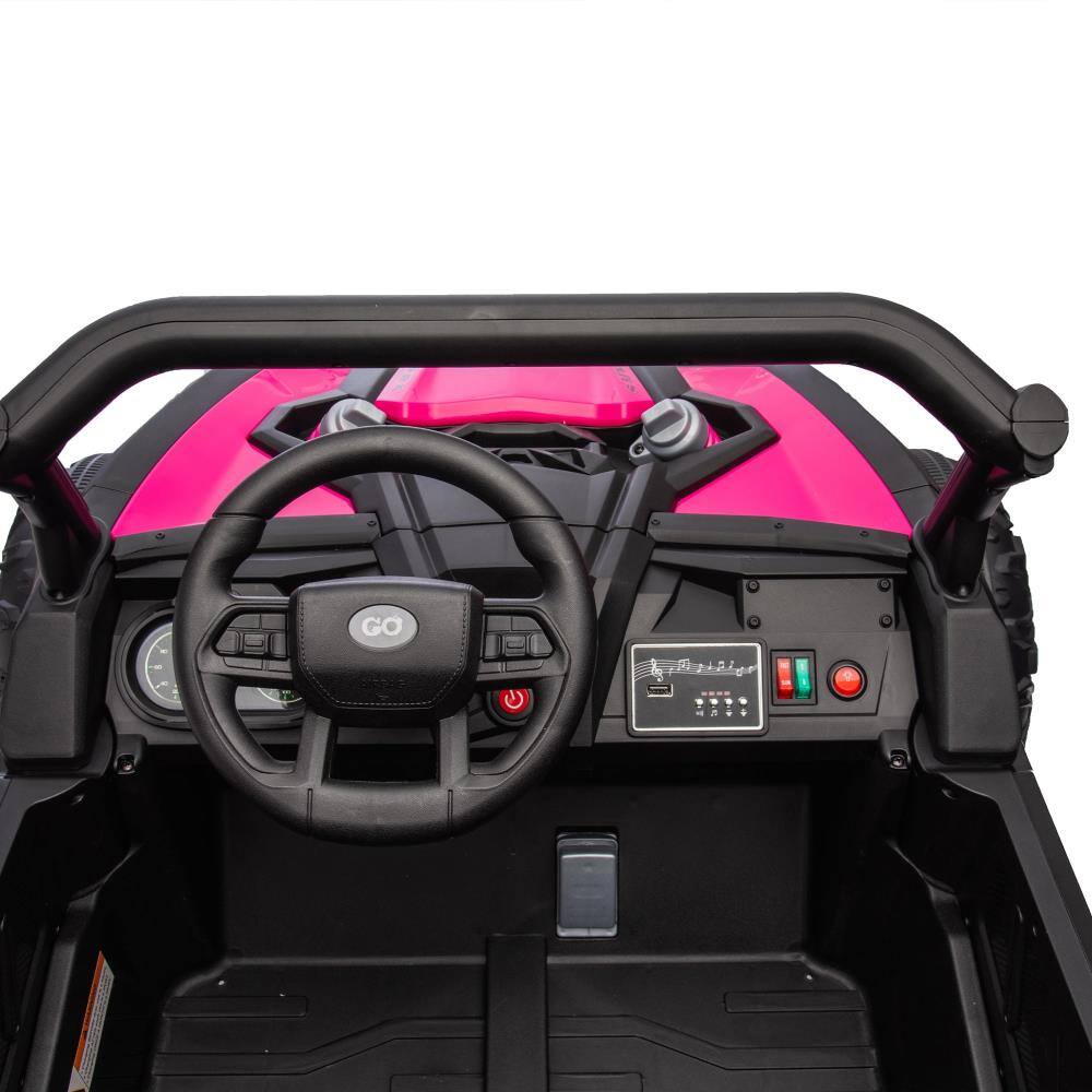 Alt View 1. BreeBe - 24V Two-Seater Kids Ride-On UTV with Parents Remote, Suspension, LED Lights, Music, USB, Bluetooth, Storage, Age 3+ - Pink.