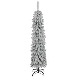 Forest'nSky - 5 ft. Unlit Snow-Flocked Slim Pencil Artificial Christmas Tree with 301 Tips - Green