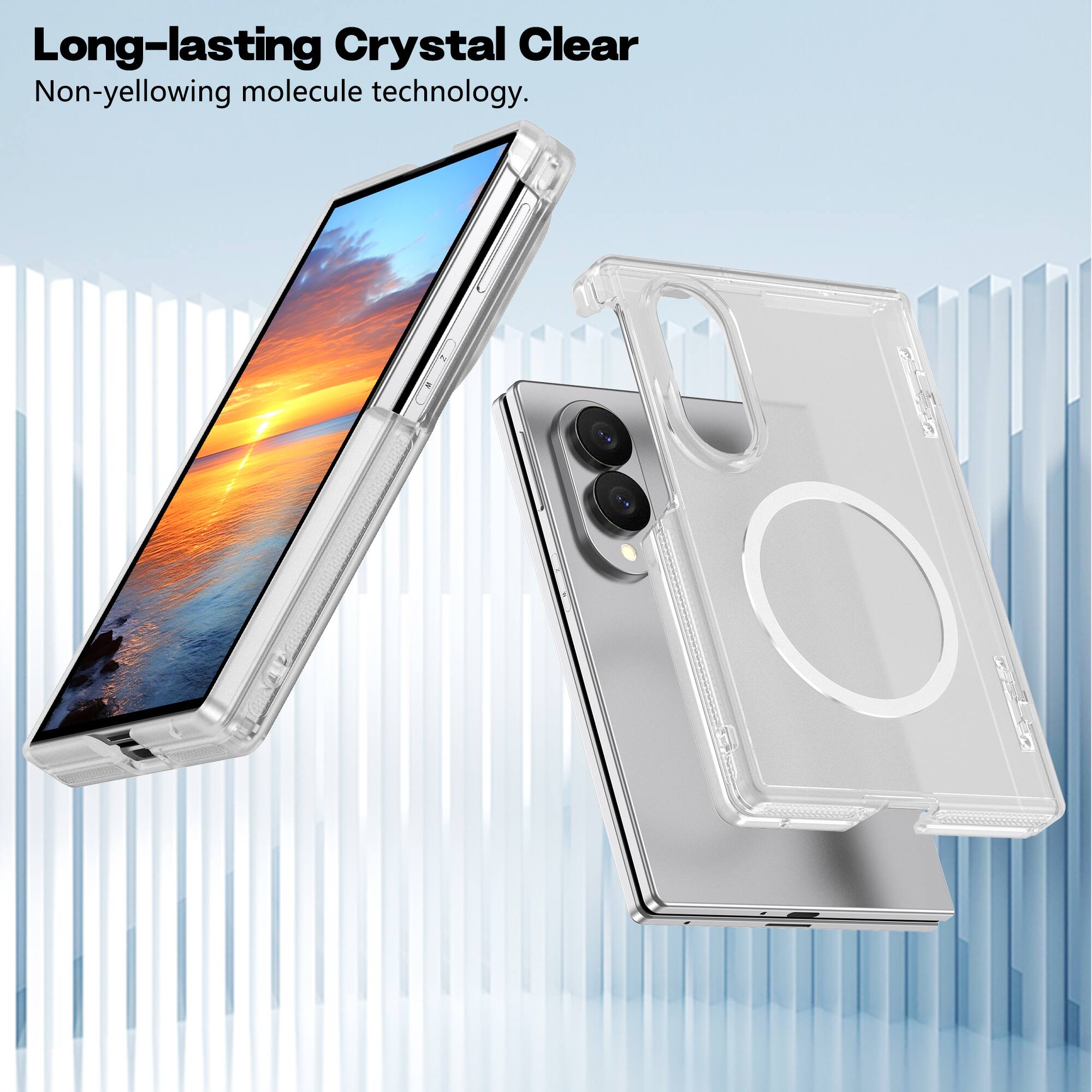 Long-lasting Crystal Clear  
Non-yellowing molecule technology.