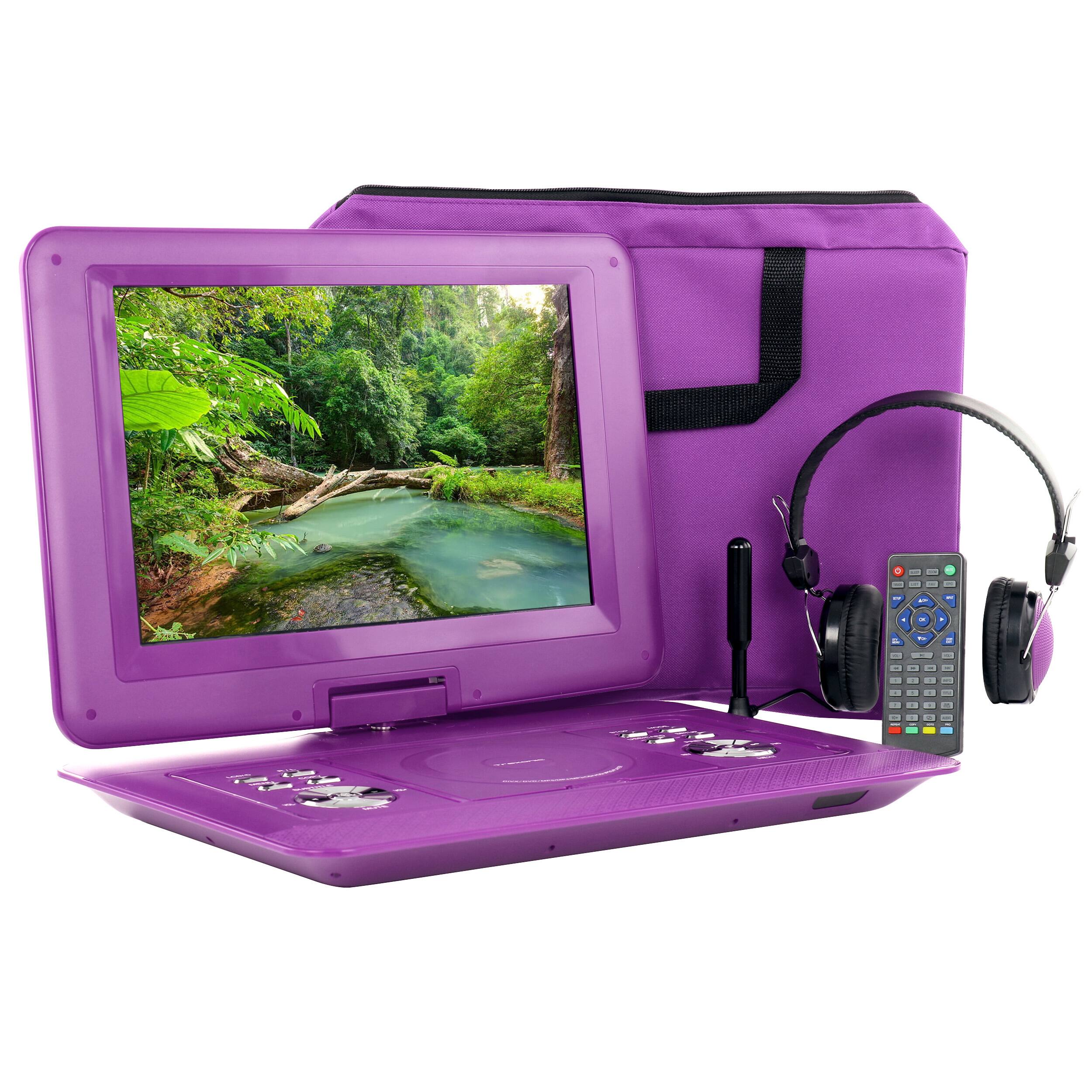 Trexonic - Refurbished Excellent - 14.1 Inch Portable DVD with TV Tuner Player with Swivel TFT LCD Screen and USB,SD,AV,HDMI Inputs - Purple