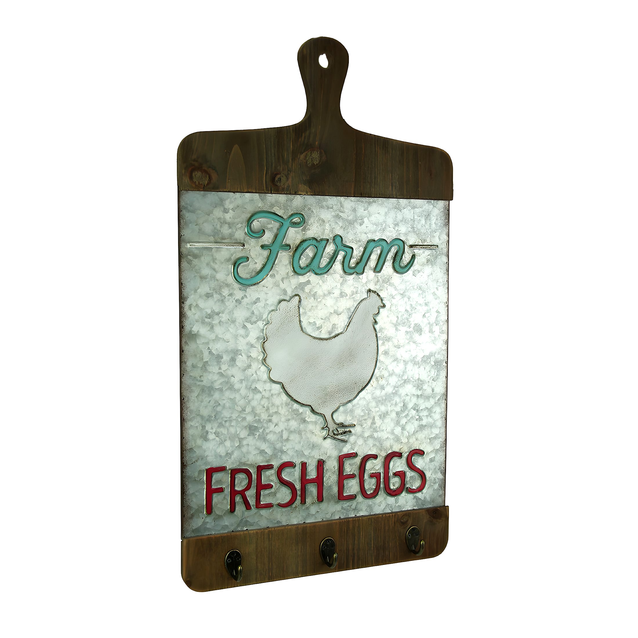 Audrey's - Galvanized Finish Farmhouse Chicken Cutting Board Wall Hook - Gray