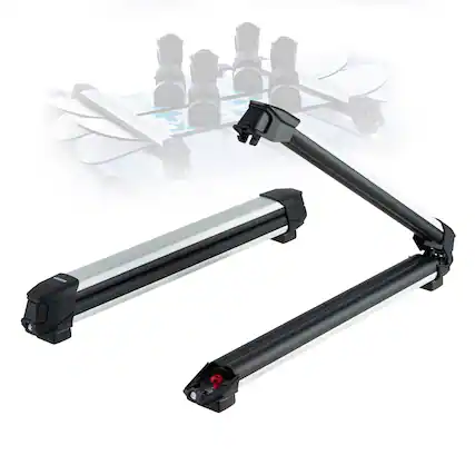 Front. VEVOR - Ski & Snowboard Roof Rack, Carry up to 6 Pairs of Skis or 4 Snowboards, 2 PCS Aluminum Universal Car Roof Rack with Lock - Black.