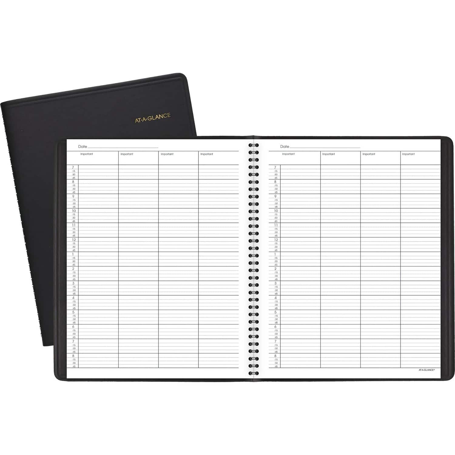 AT-A-GLANCE - Daily 1 Year January to December 8 1/2 x 11  Wire Bound Black Planner