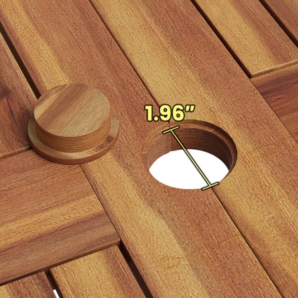 Alt View 2. Mondawe - 7 Pieces Rattan Patio Dining Set with Stackable Chairs and Umbrella Hole - Mix Brown.