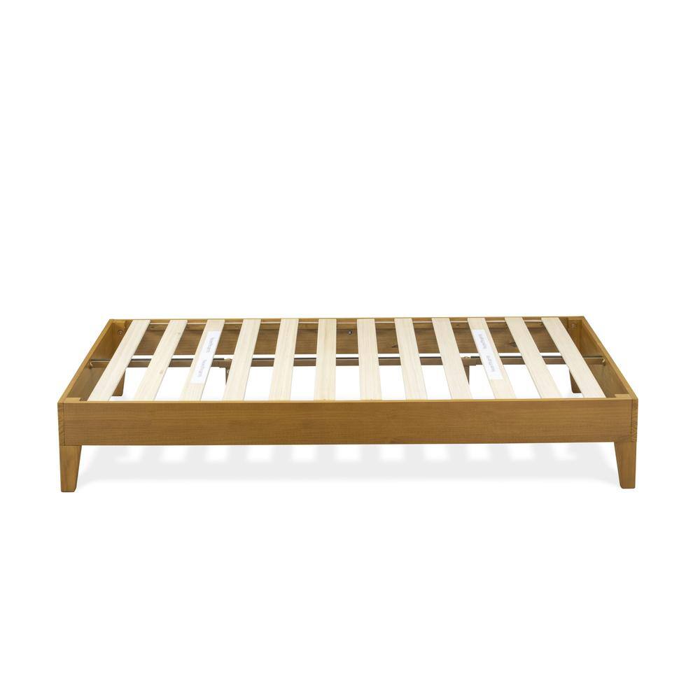 Back. East West Furniture - NVP-23-F Full Platform Bed Frame with 4 Solid Wood Legs and 2 Extra Center Legs - Oak Finish - Rustic Oak.