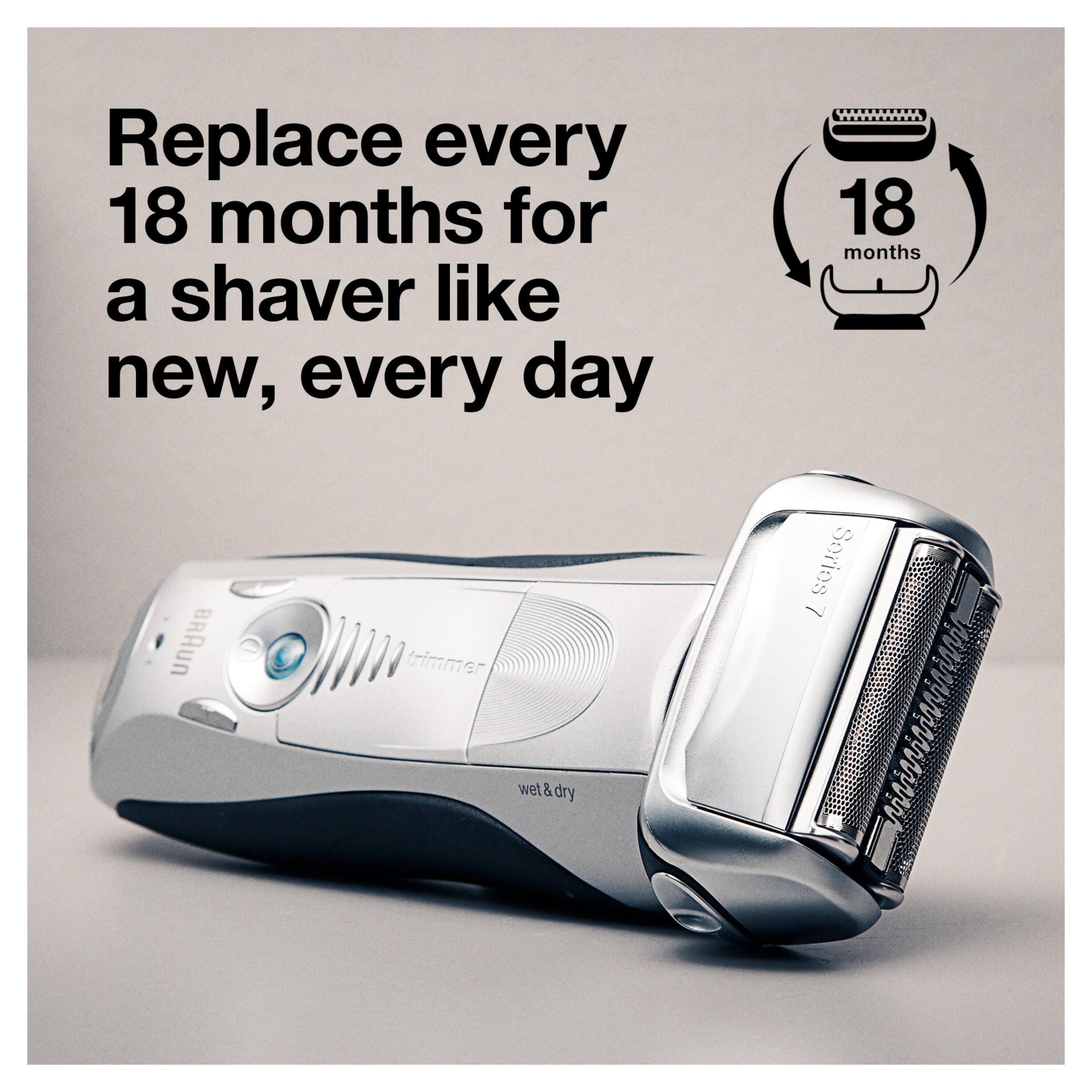 Replace every 18 months for a shaver like new, every day

BRAUN trimmer wet & dry Series 7