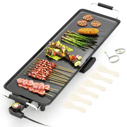 Front. Costway - Costway 27" Large Electric Griddle with with 4-Level Thermostat Control and Removable Drip Tray - Black.