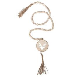 BreeBe - * Wood Bead Deer Tag Garland - Natural