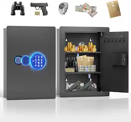 MOOSOO - 26'' Electronic Digital Key Safe Lock Box Wall Mount, Heavy Duty Hidden Safe, Home Wall Security Safe for Money, Jewelry - Black