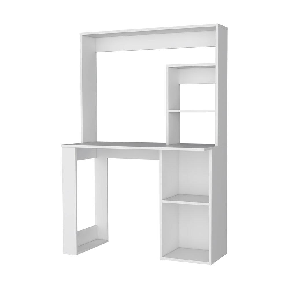 Left. APRILSOUL - Carroll Computer Desk with Hutch and Storage Shelves - White.