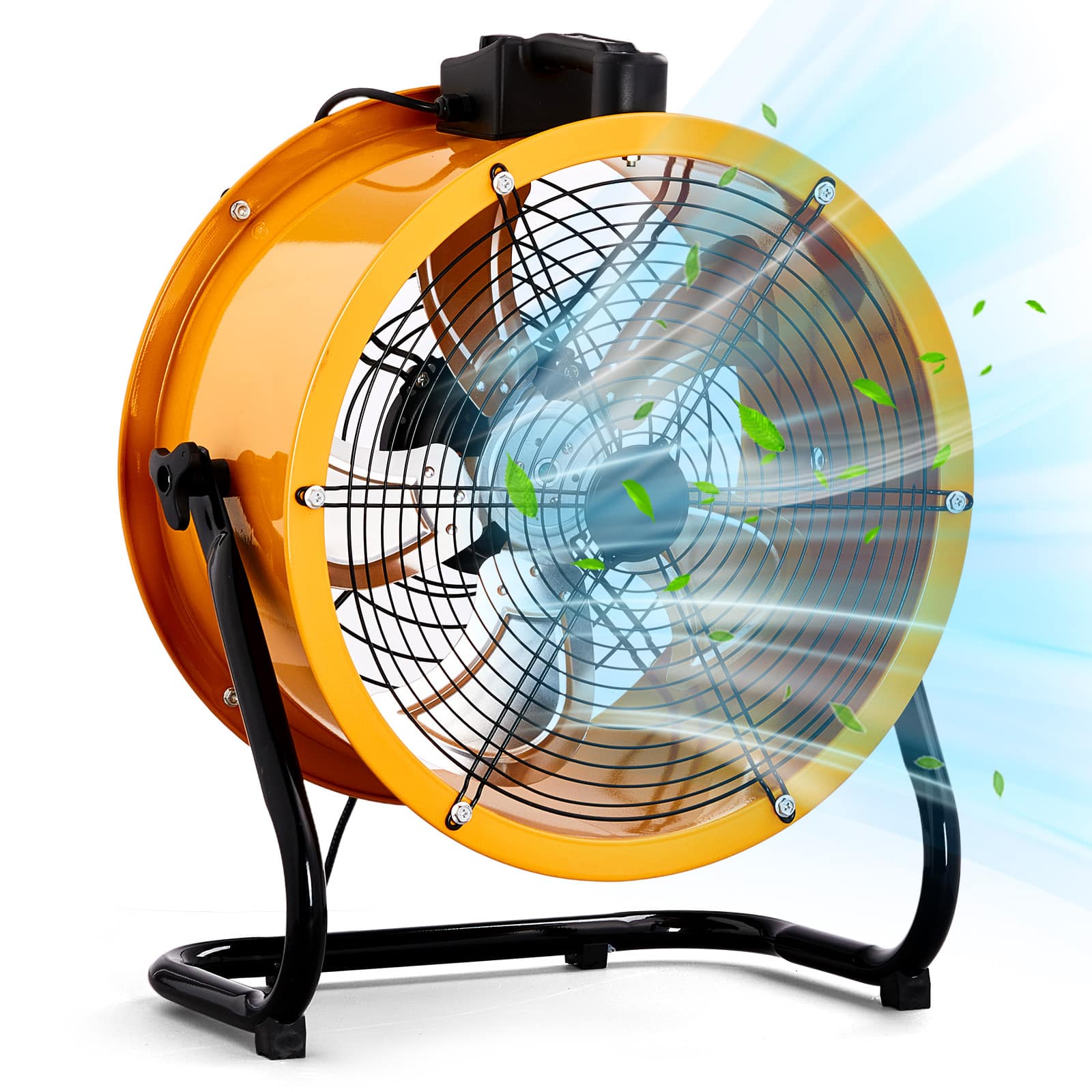 Winado - 16 Inch High Velocity Drum Fan, Industrial Metal Floor Fan with Handle, Heavy Duty, 4-Speeds, Air Circulator Fan - Orange