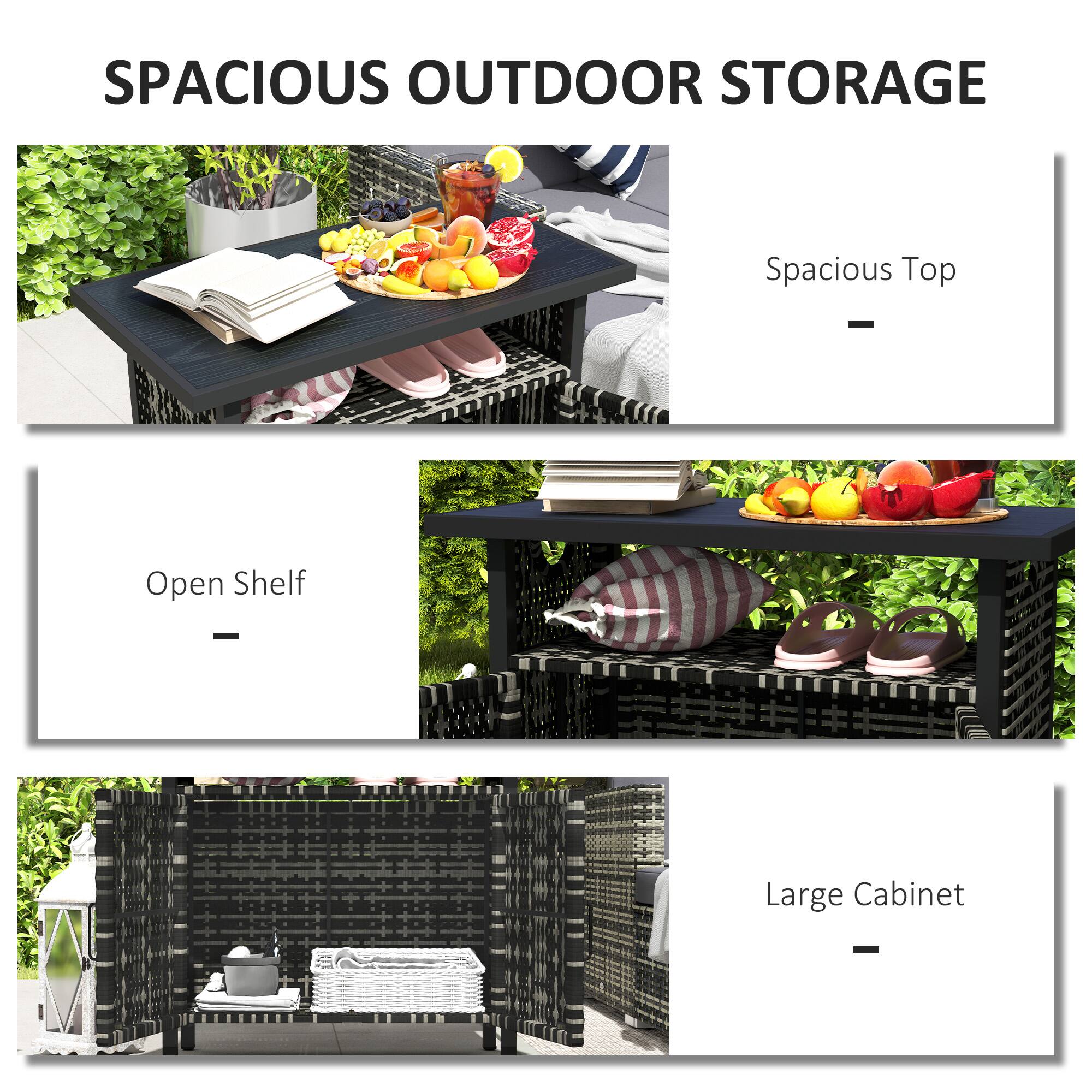 SPACIOUS OUTDOOR STORAGE

Spacious Top - Open Shelf - Large Cabinet