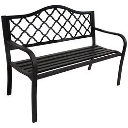 Sunnydaze - 2-Person Lattice Cast Iron Outdoor Garden Bench - Black
