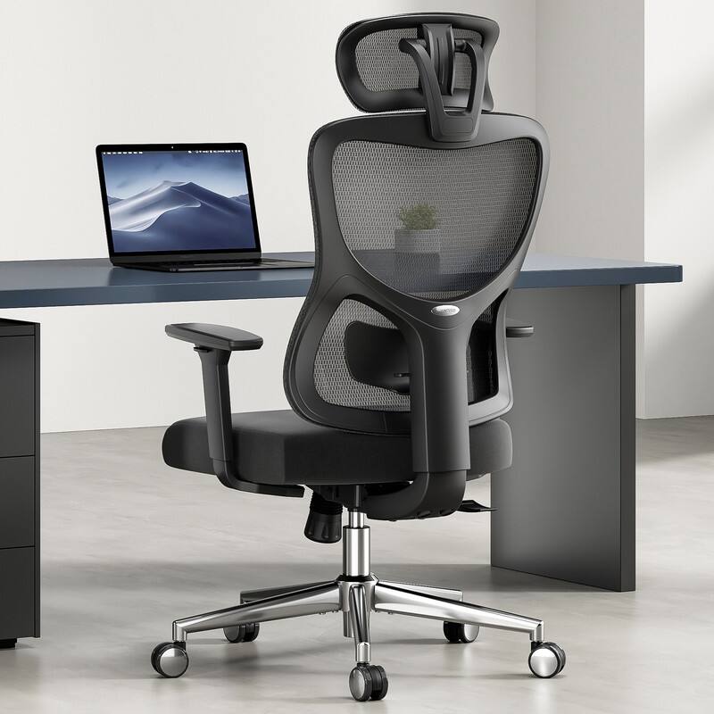 Alt View 1. HTUTWOO - Ergonomic Mesh Office Chair, Adjustable Lumbar Support 3D Armrest Headrest,135° Recline Swivel for Home,Office & Study - Black.