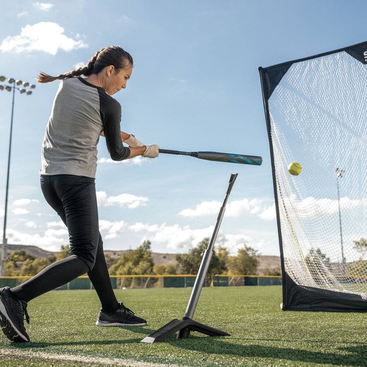 Alt View 2. SKLZ - SKLZ Launch Tee Elite Baseball Training Aid - Black/Gunmetal - Black/Gunmetal.