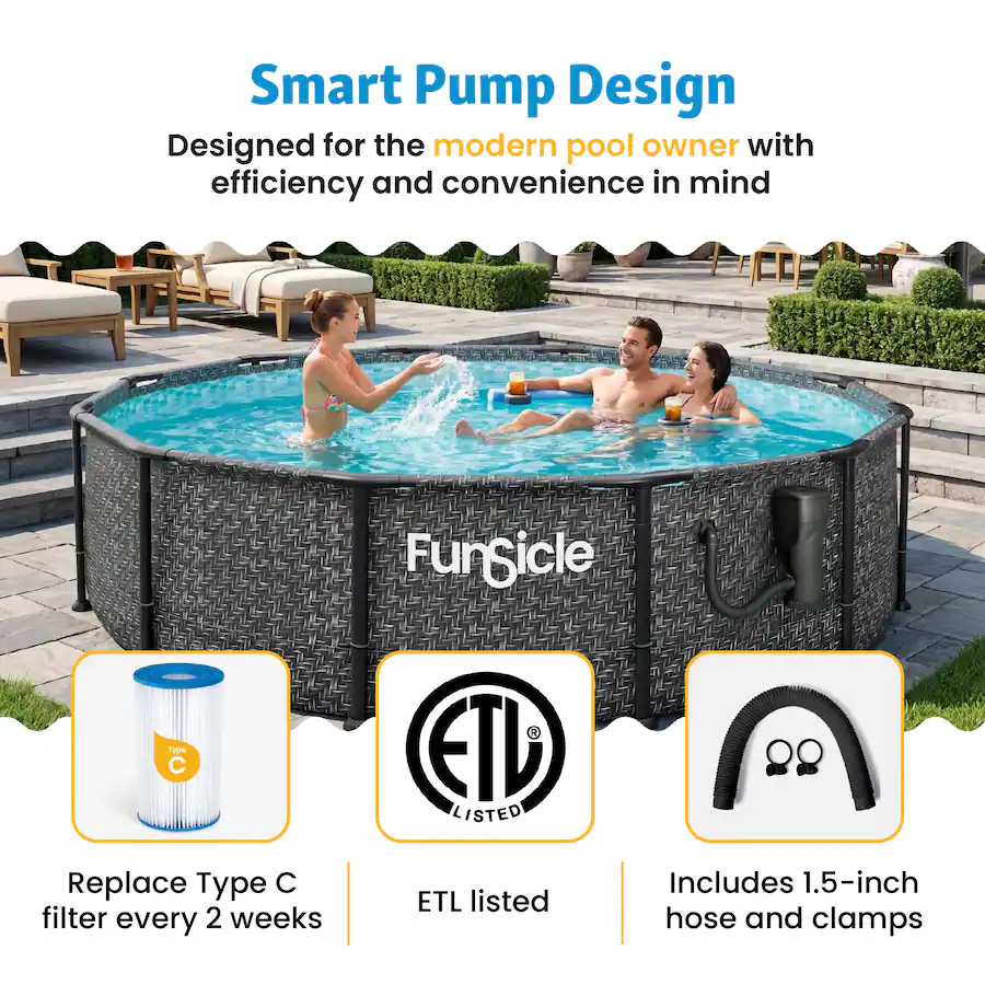 Pool Control 1500 Funsicle 1500 Gallon SkimmerPlus Filter Pump System for Above Ground ...
