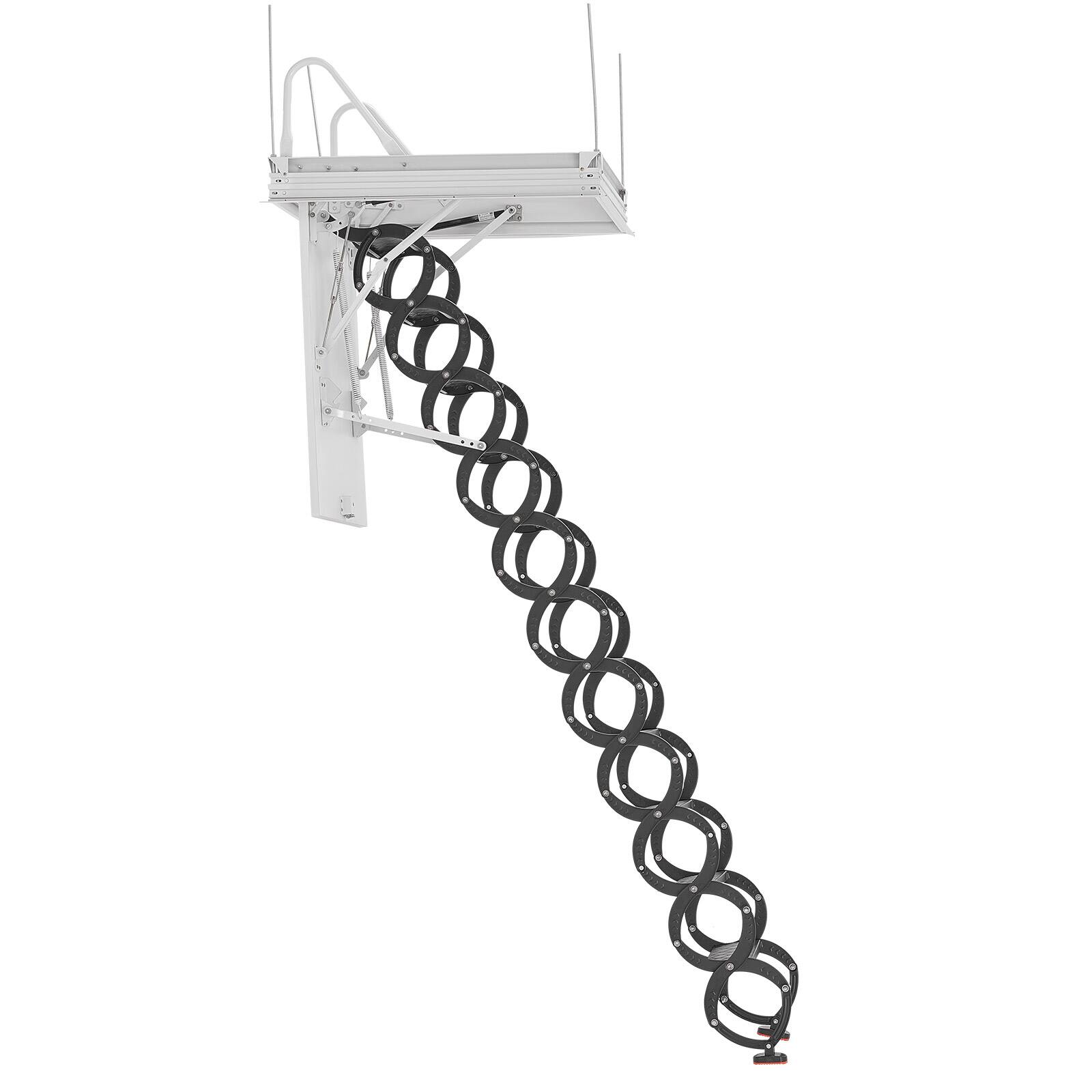 Alt View 5. VEVOR - Attic Ladder, 660LBS/299.4KG Capacity, Fits 8.5 to 9.4 ft Ceiling Height and 39.4 x 27.5 inch Opening Size, Alloy Steel - Black.