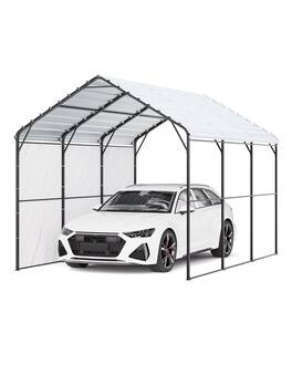VEVOR - Heavy Duty Metal Carport, 10' x 15' Outdoor Carport with Galvanized Steel Frame & Roof, Car Tent Garage Shade - Gray