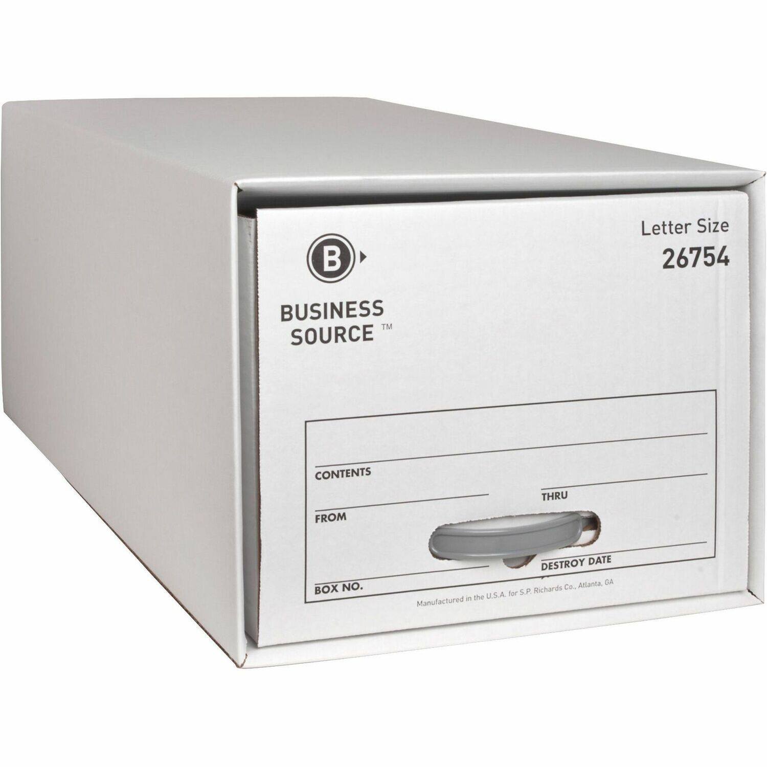 Business Source - Drawer Storage Boxes Letter Light Duty Stackable White For File Recycled 6 / Carton