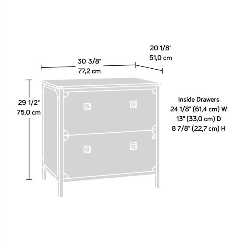 30 3/8" 77,2 cm  
20 1/8" 51,0 cm  
29 1/2" 75,0 cm  

Inside Drawers  
24 1/8" (61,4 cm) W  
13" (33,0 cm) D  
8 7/8" (22,7 cm) H