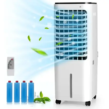 Costway - 4-in-1 Portable Evaporative Air Cooler 12L Water Tank 4 Ice Boxes - White