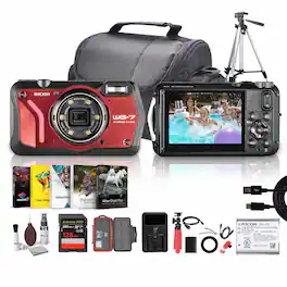 Ricoh - WG-7 Waterproof Digital Camera – Waterproof Outdoor Adventure Camera – More (International Version) - Red