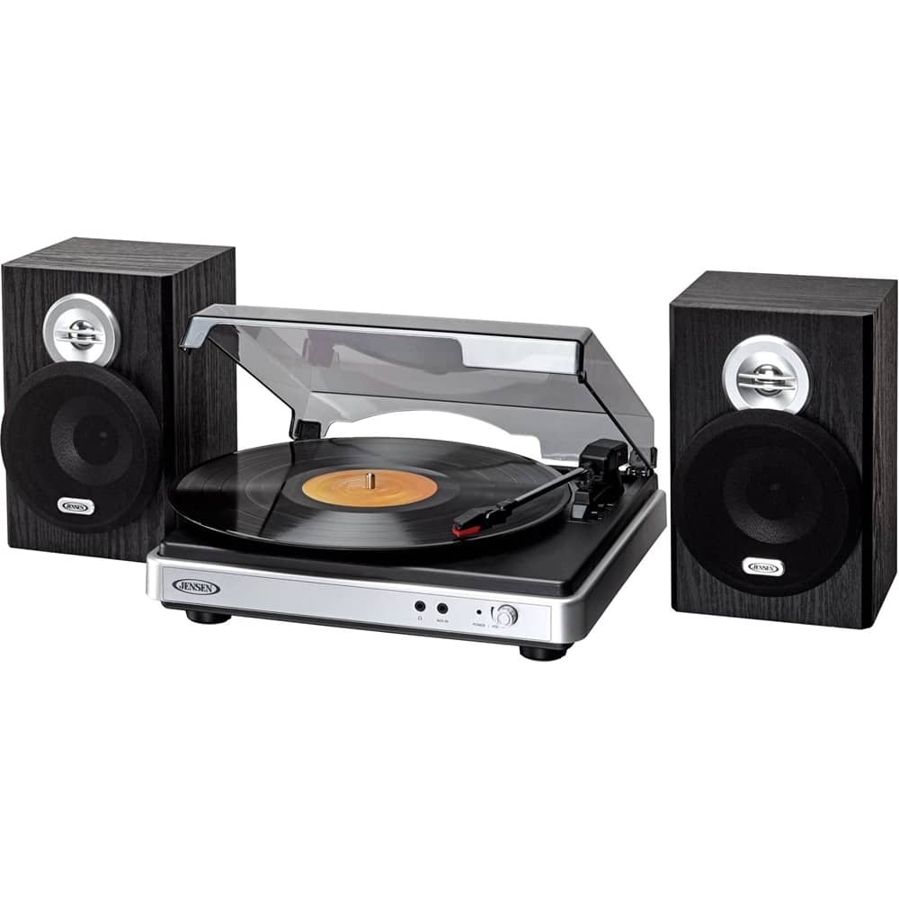 Angle. Jensen - Stereo Turntable - Silver/Black.