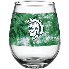 Indigo Falls - Michigan State Spartans 15oz. Vintage Tie-Dye Stemless Wine Glass - Multicolor