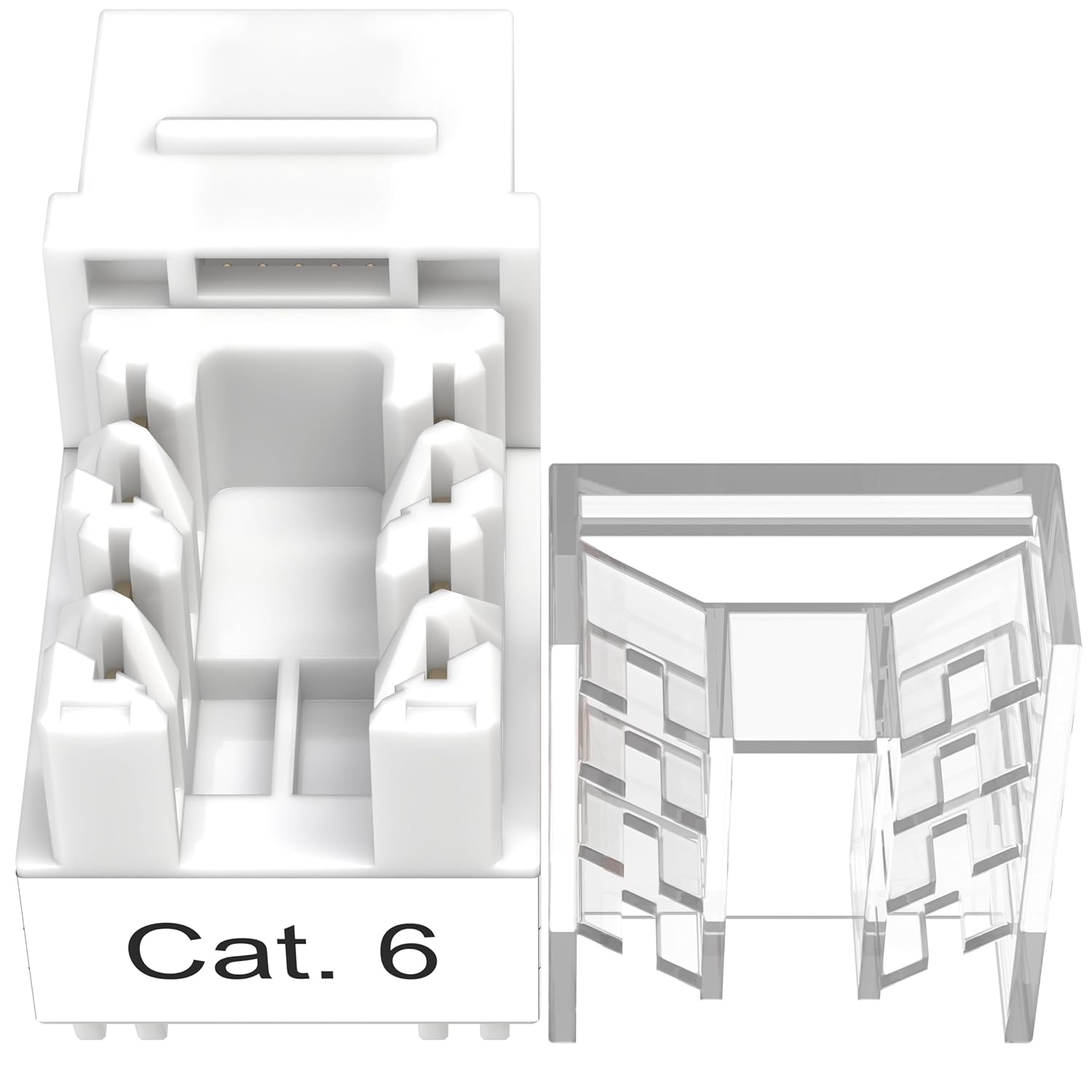 Alt View 4. Cables Direct Online - Cat6 45° Angled RJ45 Keystone Jack, 110 Punch-Down, UL Listed, Gold-Plated, T568A/B, 10Gbps Ready - White.