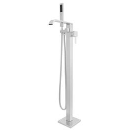 Akicon - Free Standing Bathtub Faucet 360° Swivel Tub Filler with Handheld Shower and Waterfall Spout - Chrome