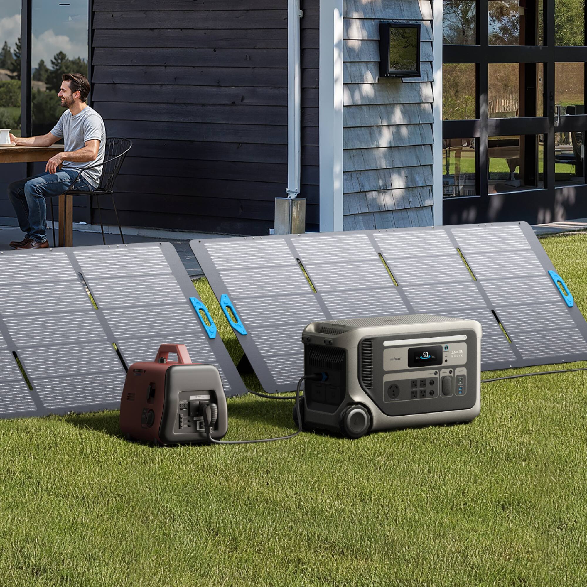 Alt View 7. Anker - Anker SOLIX F3000 3,600W Output Push Button Start Battery Generator, 3,072Wh, 2,400W Solar Recharging, For Power Outages - Black.