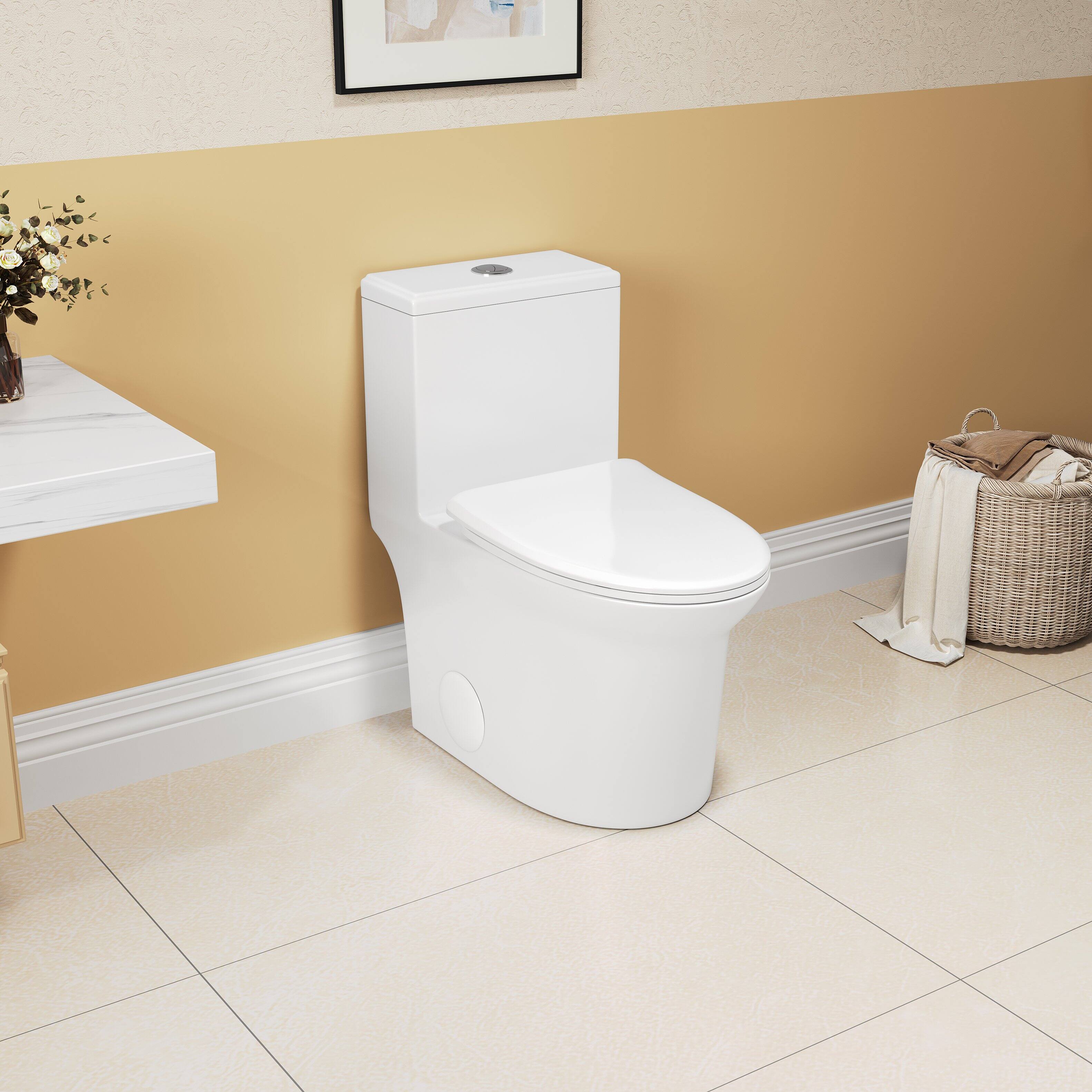 Front. Loheer - Loheer Elongated One Piece Toilet, Comfort Height, Dual Flush, White Ceramic - White.