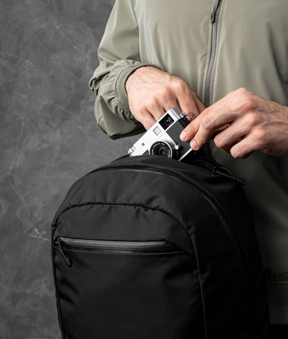 Alt View 6. ALPAKA - ALPAKA Aero Pack 16L Laptop Backpack with 16" Sleeve Lightweight Water-Resistant Travel Commuter Backpack - Black Axoflux 210D.