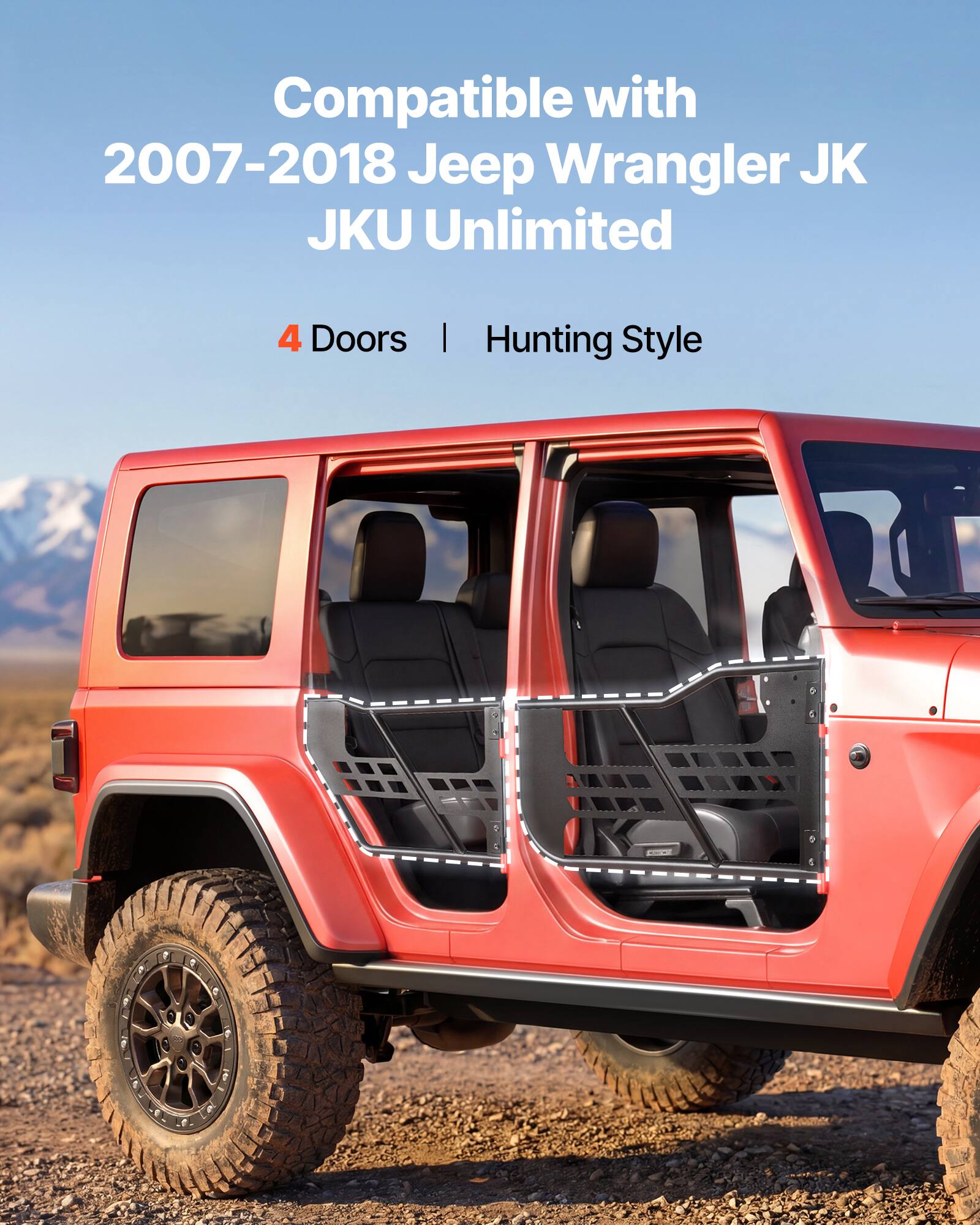 Compatible with 2007-2018 Jeep Wrangler JK JKU Unlimited 4 Doors | Hunting Style