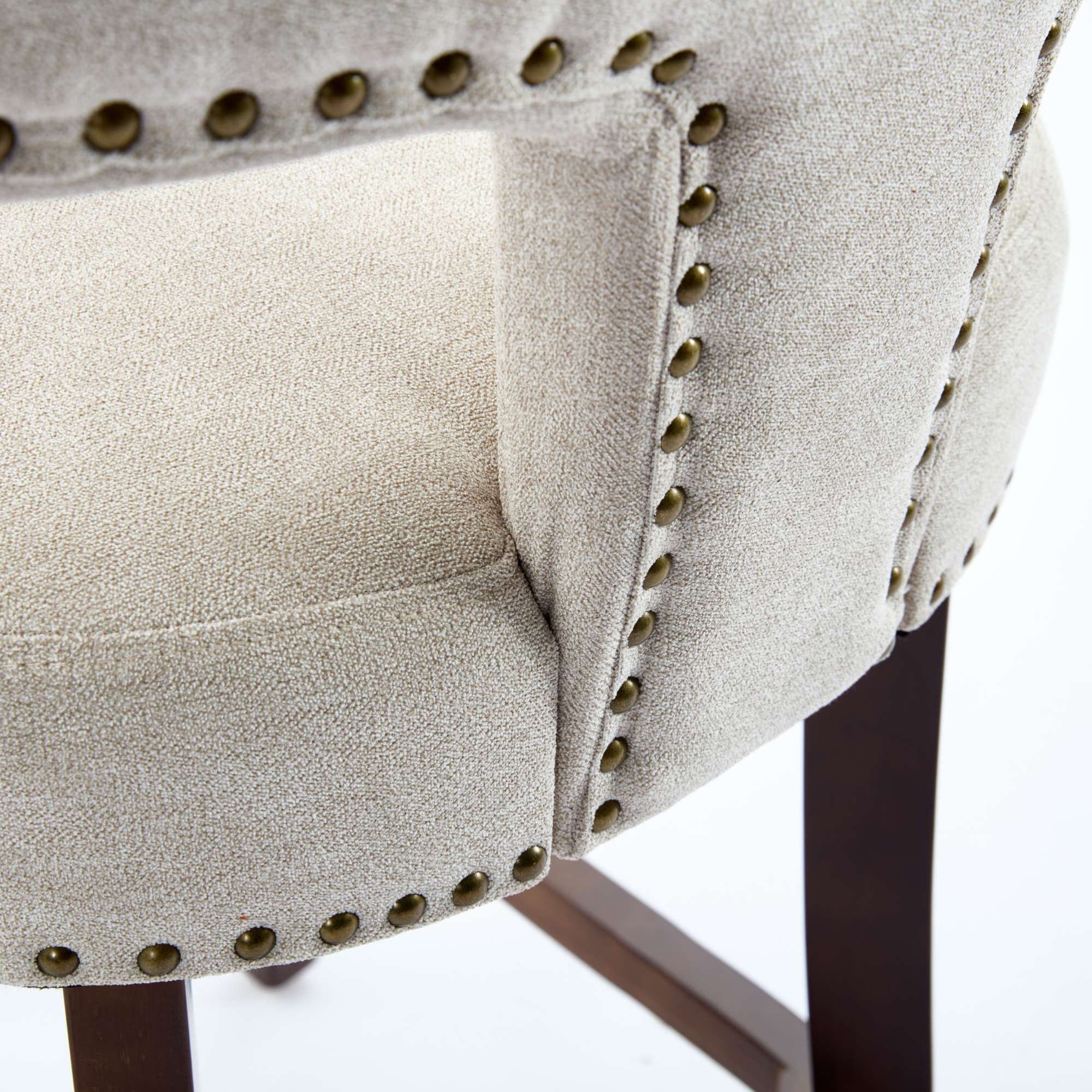 Alt View 6. GOODSILO - Modern Counter Height Bar Stools Set of 2, Farmhouse Upholstered Accent Chairs with Curved Backrest and Hardwood Frame - Beige.