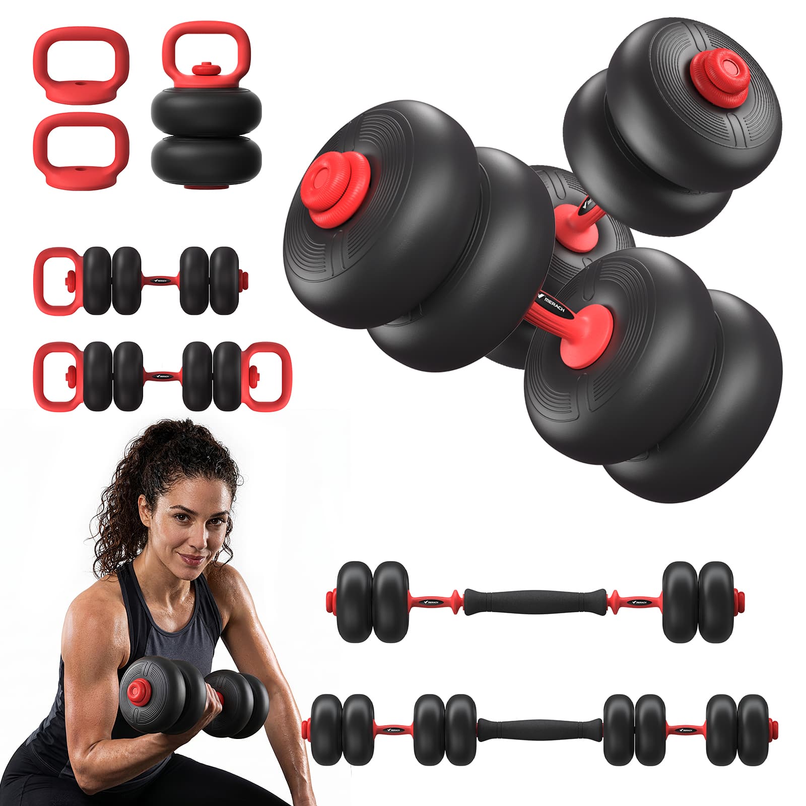 MERACH - Adjustable Soft Dumbbell Set, Kettlebells and Barbell Weight Set for Home Gym, 45lbs - Black price history on PriceWatchPro
