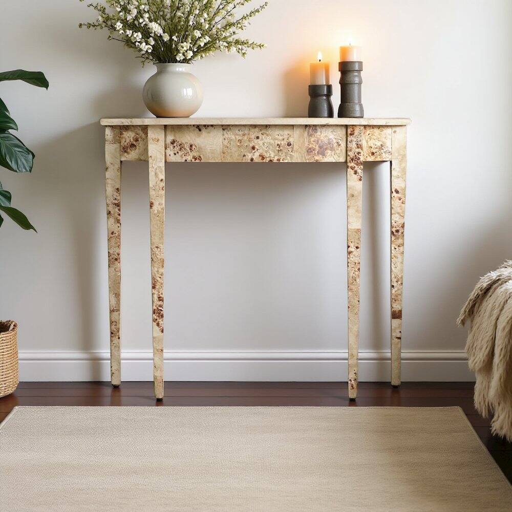 Alt View 1. Starlight Canyon Home - Light Brown Half Moon Console Table - Narrow Entryway and Sofa Table - Light Brown.