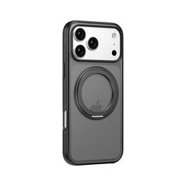 Dteck - Translucent Magnetic Case for Apple iPhone 17 Pro Max with 360 Degree Metal Ring Stand,Shockproof Matte PC+TPU Cover - Black