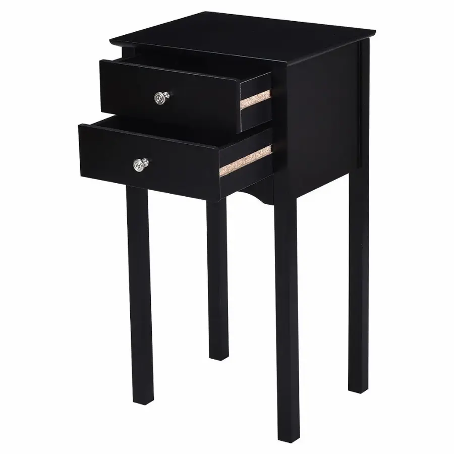 Alt View 20. Costway - Side Table End Accent Table Night Stand with  2 Drawers Furniture - Black.